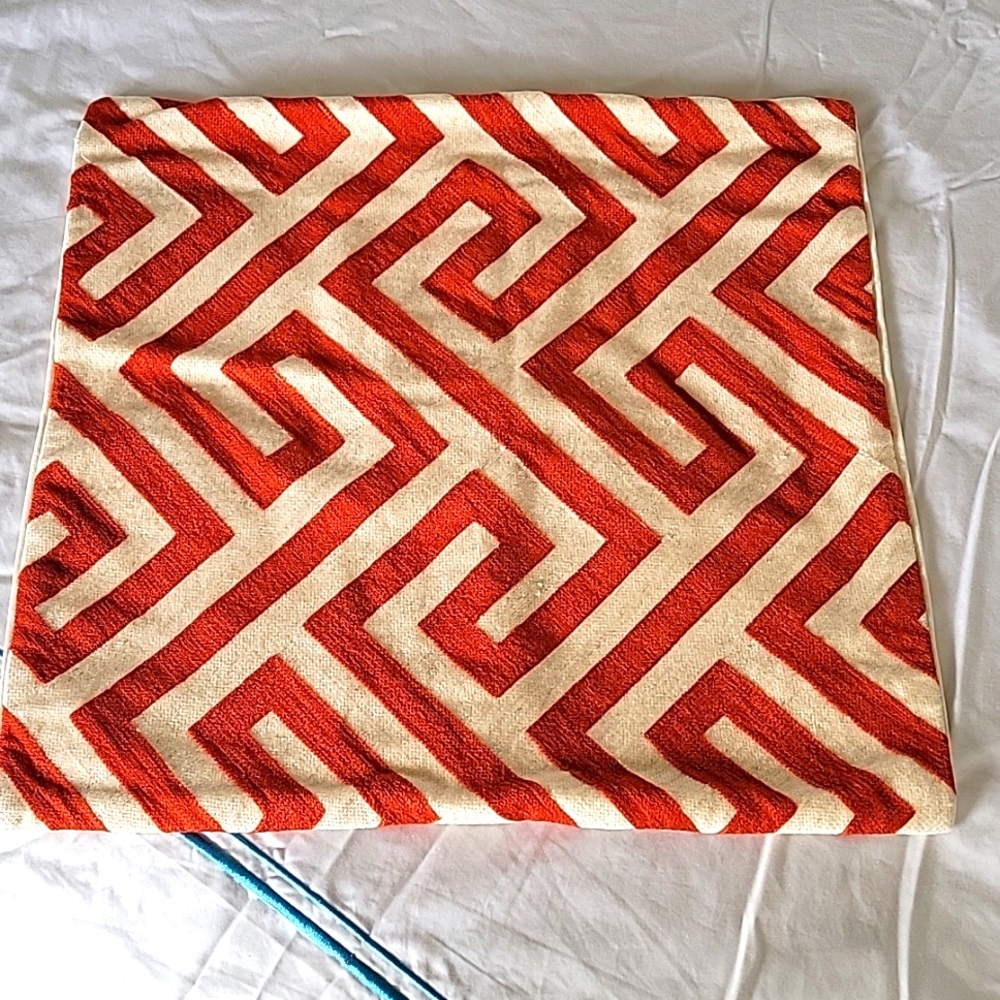 West Elm Zig Zag Woven Ivory/Rust Pillow Cover